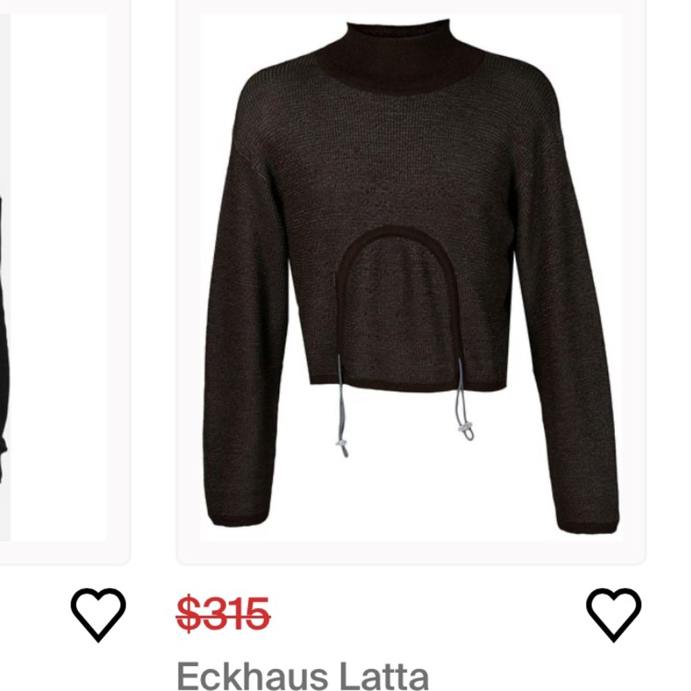Eckhaus Latta drawstring hem cropped sweater in brown color size M. NWT.